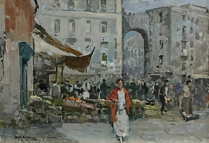 Angelo Cannone (1899-1992) - Piazza Napoletana