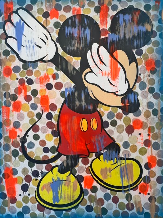 Dillon Boy (1979) - Original DBoy Beautiful Mickey Mouse Pop Art Painting vs Takashi Murakami Graffiti Damien Hirst Dots