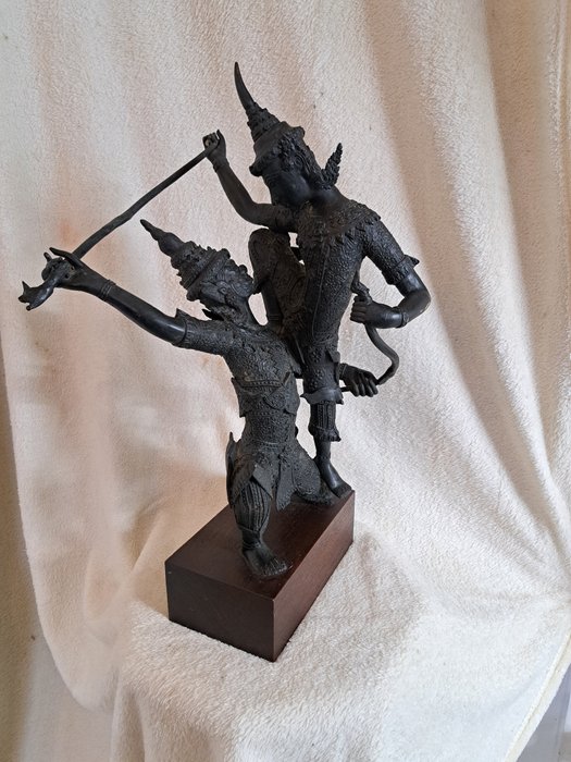 Skulptur af Stick Fighters - 49 cm - Thailand