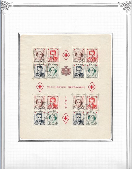 Monaco 1949/1951 - Monaco de 4 annullerede blokke 3A/3B/4A/4B. Vurdering €1670.