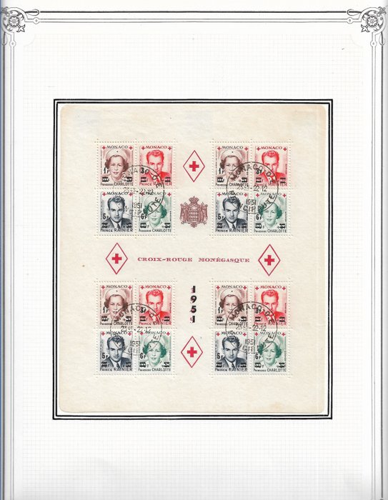 Monaco 1949/1951 - Monaco de 4 annullerede blokke 3A/3B/4A/4B. Vurdering €1670.