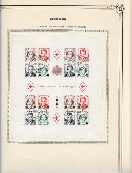 Monaco 1949/1951 - Monaco de 4 annullerede blokke 3A/3B/4A/4B. Vurdering €1670.