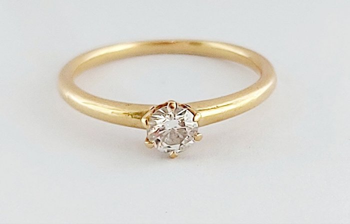 Ring - 18 kraat Gulguld -  0.30ct. tw. Diamant (Natur)