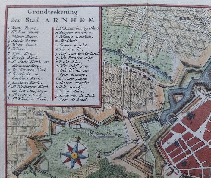 Holland - Arnhem; Isaak Tirion - Grondteekening der Stad Arnhem - 1741