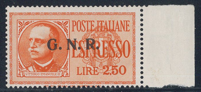 R.S.I. 1944 - Express 2,50 lire tillæg. G.N.R. Brescia-udgave af anden type n. 20/II. Cilio Cert.