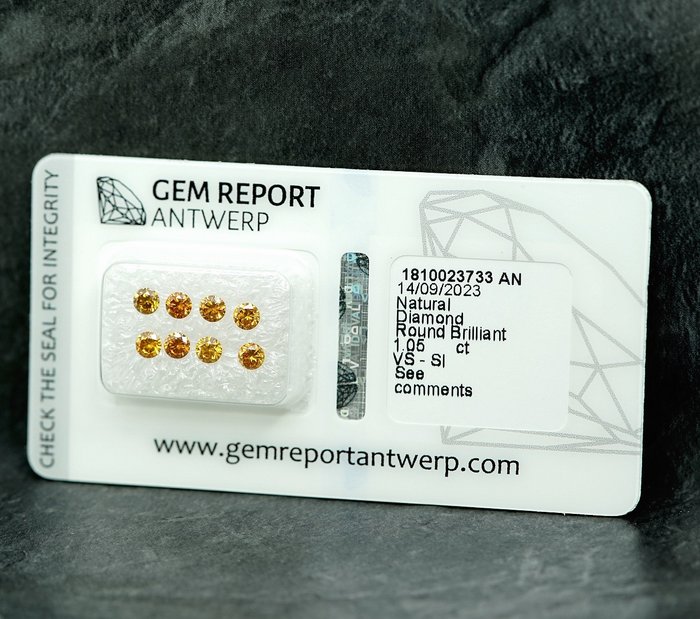 8 pcs Diamant  (Natur)  - 1.05 ct - SI1, VS1 - Gem Report Antwerp (GRA)