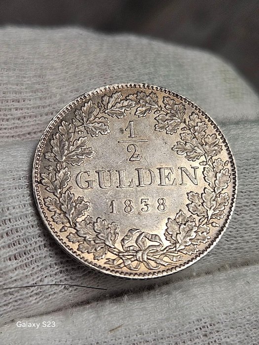 Tyskland Hessen-Darmstadt Ludwig II (1830-1848) 1/2 Gulden 1838  (Ingen mindstepris)