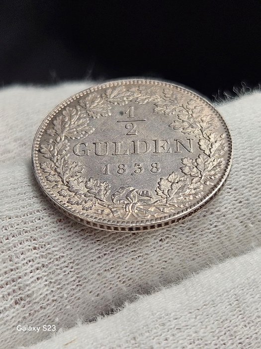 Tyskland Hessen-Darmstadt Ludwig II (1830-1848) 1/2 Gulden 1838  (Ingen mindstepris)