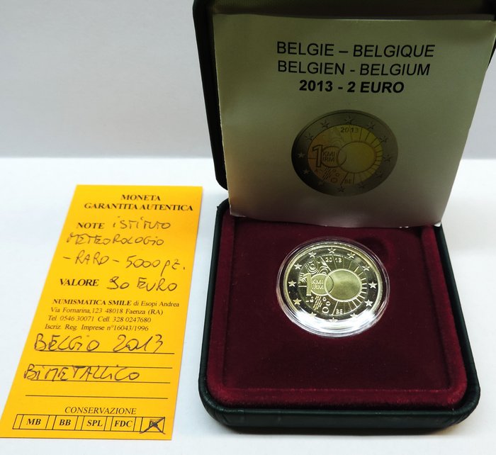 Belgien. 2 Euro 2013 "Meteorological Institute" Proof  (Ingen mindstepris)