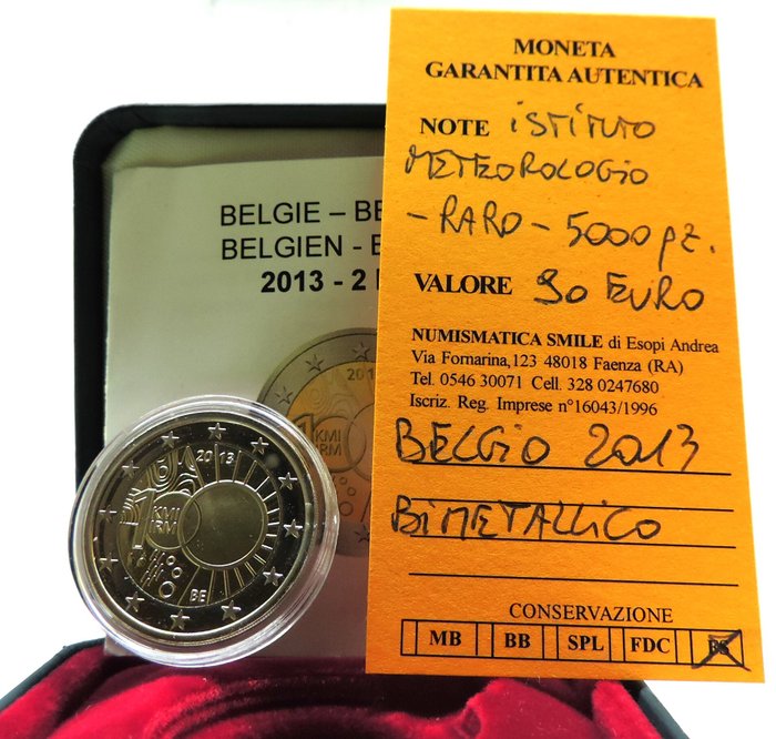 Belgien. 2 Euro 2013 "Meteorological Institute" Proof  (Ingen mindstepris)