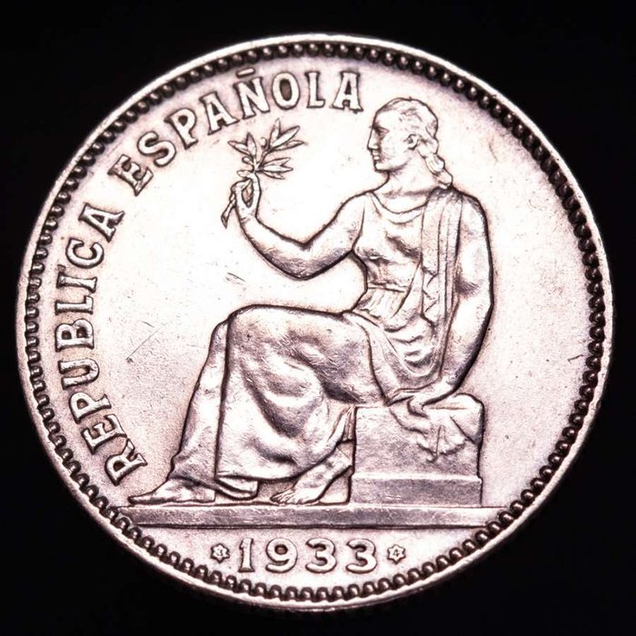 Spanien. Segunda Republica (1931-1939). 1 Peseta 1933 (*34).  (Ingen mindstepris)