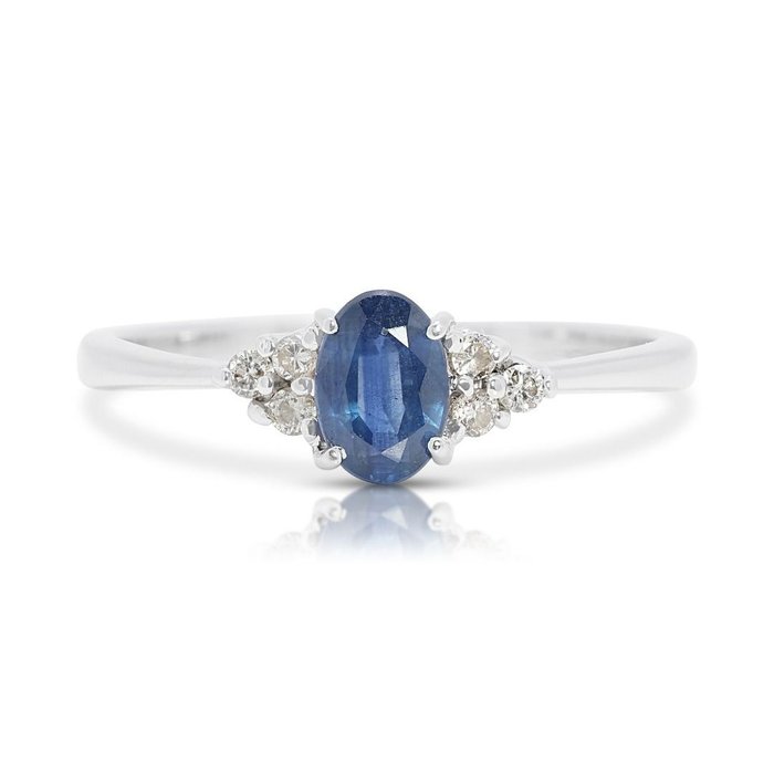 Ring - 18 kraat Hvidguld -  035ct tw Safir - Diamant