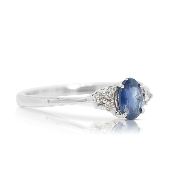 Ring - 18 kraat Hvidguld -  035ct tw Safir - Diamant