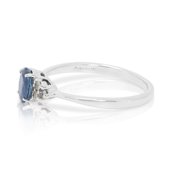 Ring - 18 kraat Hvidguld -  035ct tw Safir - Diamant