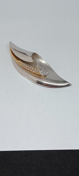 Broche - 18 kraat Hvidguld -  1.04ct. tw. Diamant (Natur)  - Calla broche