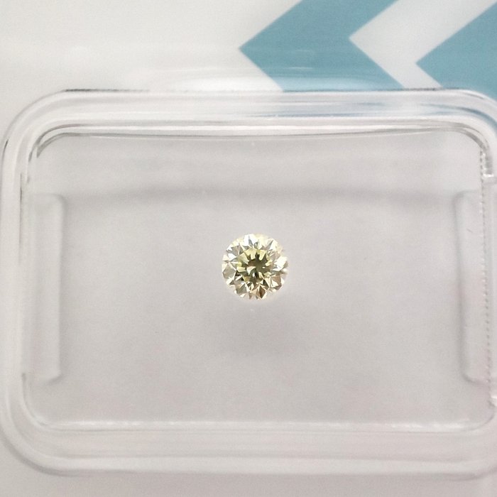 Ingen mindstepris - 1 pcs Diamant  (Naturfarvet)  - 0.19 ct - Rund - Fancy Grøn Gul - VS1 - International Gemological Institute (IGI)