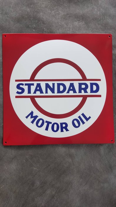 ExxonMobil - Standard MOTOR OIL Öl gas station enamel sign Emailschild Emaille Schild Tankstelle