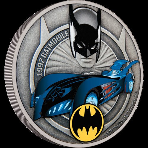 Niue. 2 Dollars 2021 DC Comics Batman Batmobile 1997 1 oz Silver Proof