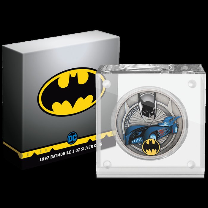 Niue. 2 Dollars 2021 DC Comics Batman Batmobile 1997 1 oz Silver Proof