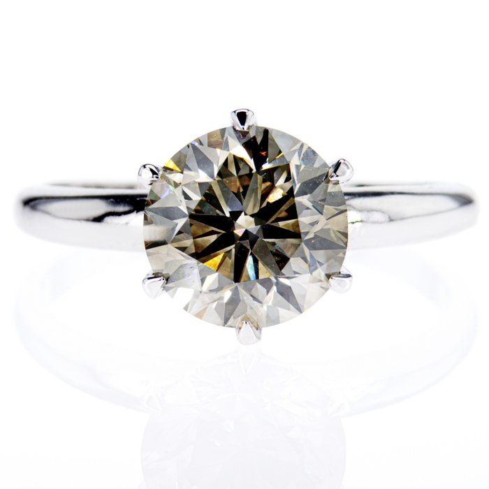 Forlovelsesring - 14 karat Hvidguld -  302ct tw Diamant (Naturfarvet)