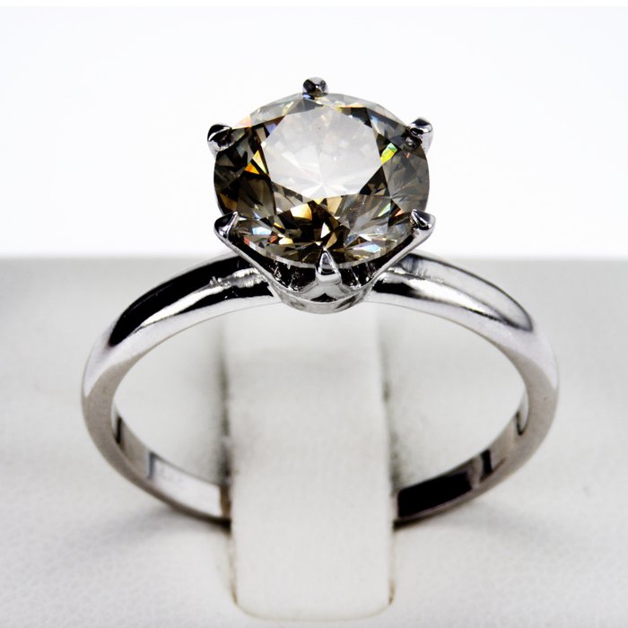 Forlovelsesring - 14 karat Hvidguld -  3.02ct. tw. Diamant (Naturfarvet)