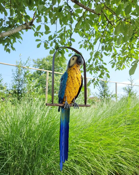 Papegaai op schommel - Statuette - Parrot on Swing - Metal