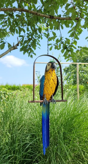 Papegaai op schommel - Statuette - Parrot on Swing - Metal