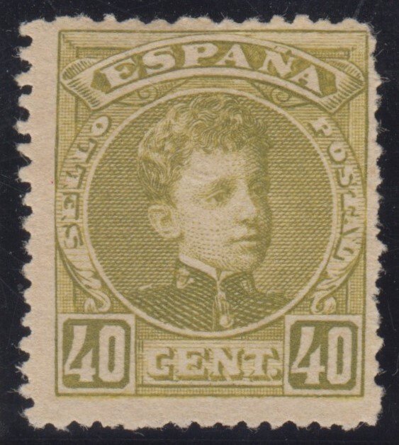 Spanien 1901/1905 - Alfonso XIII. Kadet type. 40 cents, oliven. - Edifil 250