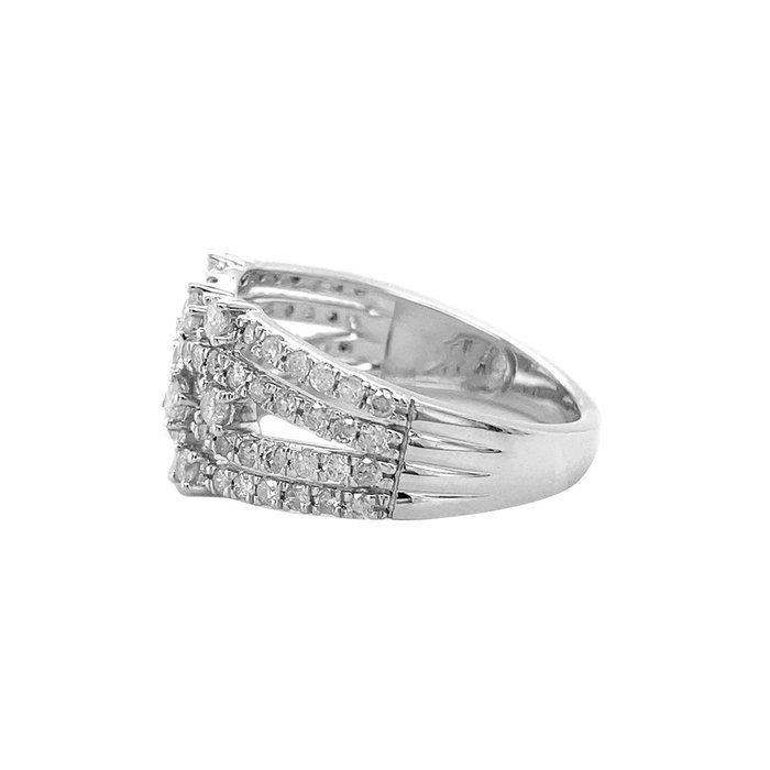 Ring - 14 karat Hvidguld -  0.88ct. tw. Diamant (Natur)