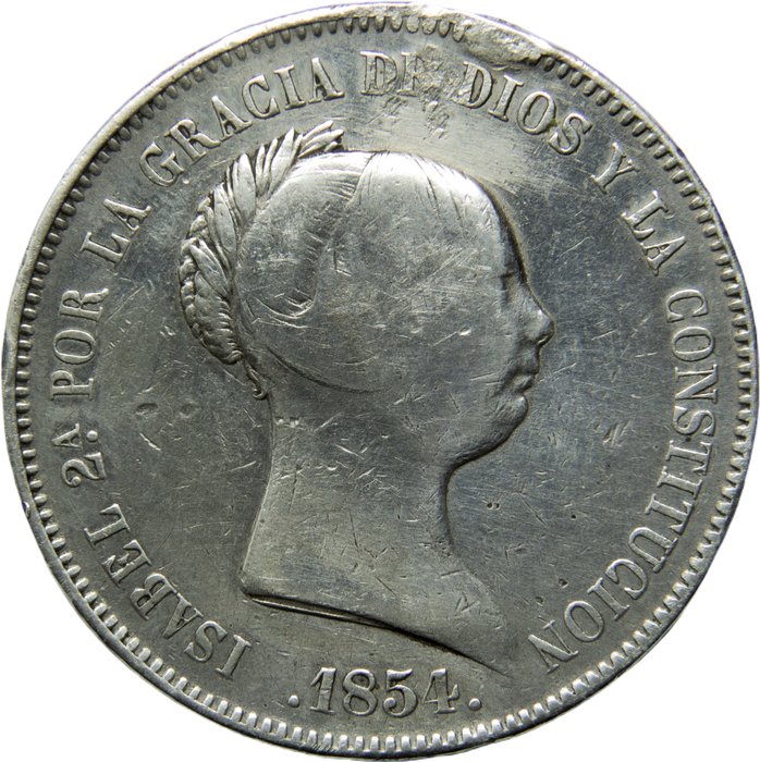 Spanien. Isabel II (1833-1868). 20 Reales Acuñados en Madrid en el año 1854