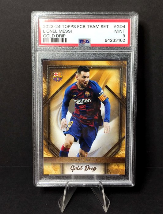 2023/24 Topps FC Barcelona Team Set Lionel Messi #GD4 Gold Drip PSA 9 Graded card