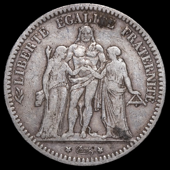 Frankrig. 5 Francs 1849-A y 1873-A (2 monedas)  (Ingen mindstepris)