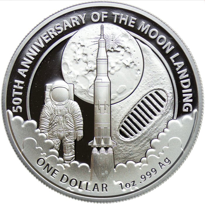 Australien. 1 Dollar 2019 "Apollo 11 - Moon Landing", 1 Oz (.999)  (Ingen mindstepris)