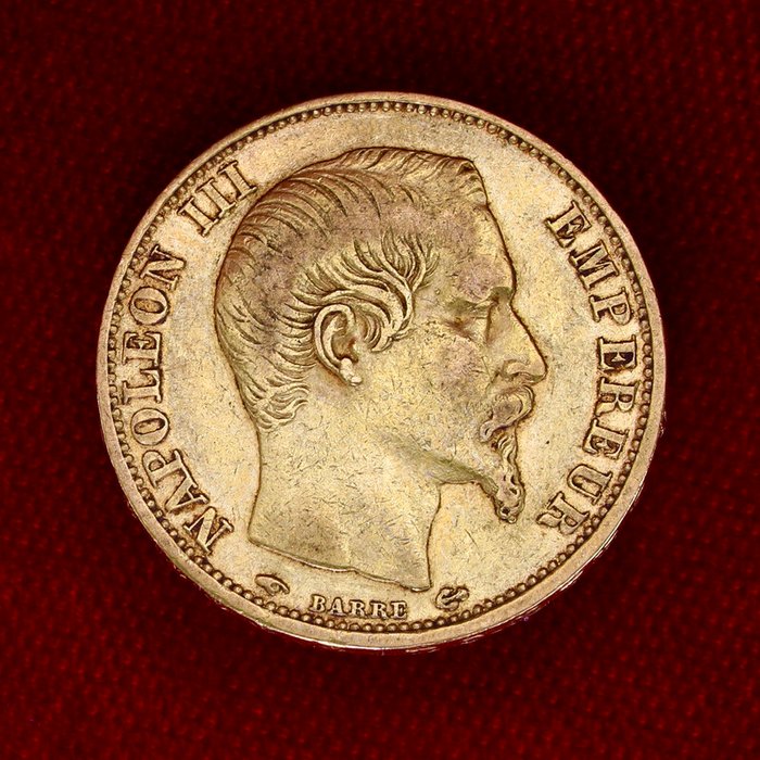 645 grams - Guld 900 - 20 Francs Napoleon III - Præget bar