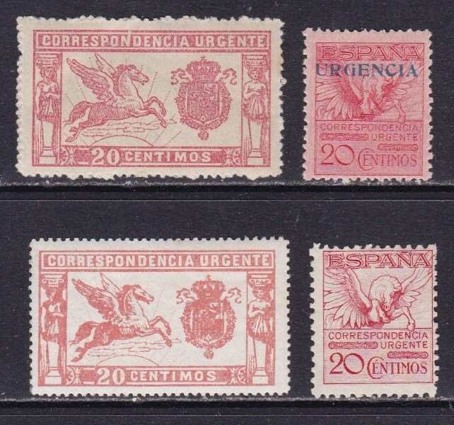 Spanien 1905/1930 - Pegaso - Edifil 256-324-454 og 489 - Nye frimærker uden stempelfiksere