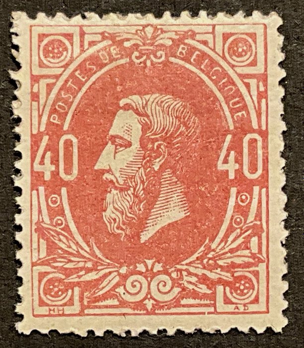 Belgien 1869 - Leopold II - Design 1869 - 40 centimes - Pink til lakserosa - Lille print - OBP 34 - Mooie Centrage