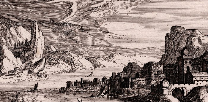 Matthijs Bril  (1550–1583),  Simon Frisius  (1580–1628) - Topographia Variarum Regionum - Alpine Landscape, possibly Trento