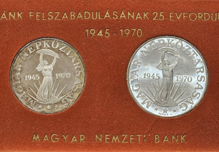 Ungarn. A Rare 2pc Set of Silver Coins 1970 - 25th Anniversary of Liberation  (Ingen mindstepris)