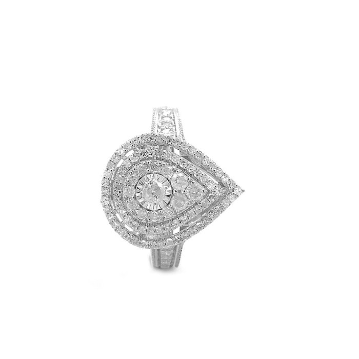 Ring - 14 karat Hvidguld -  0.64ct. tw. Diamant (Natur)