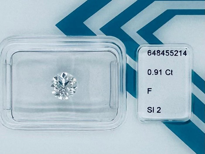 1 pcs Diamant  (Natur)  - 0.91 ct - Rund - F - SI2 - International Gemological Institute (IGI)