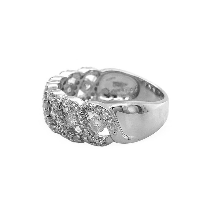 Ring - 14 karat Hvidguld -  0.93ct. tw. Diamant (Natur)