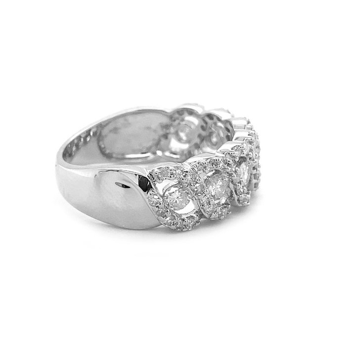 Ring - 14 karat Hvidguld -  0.93ct. tw. Diamant (Natur)