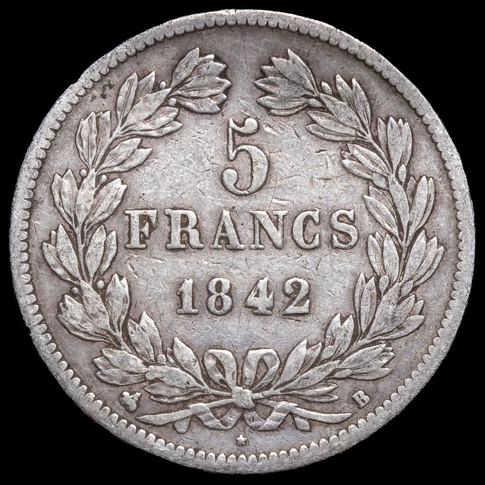 Frankrig. Ludvig-Filip 1. (1830-1848). 5 Francs 1842-B y 1845-W (2 monedas)  (Ingen mindstepris)