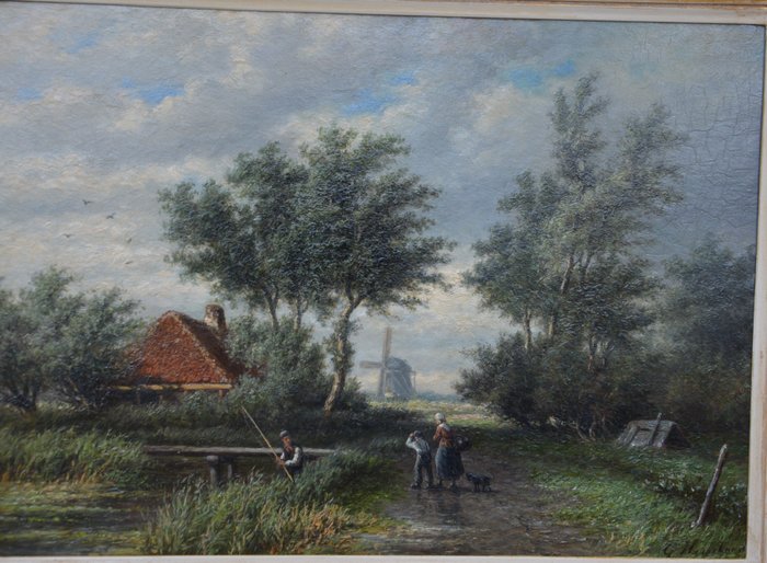 Georgius Heerebaart (1829-1915) - Landschap met visser