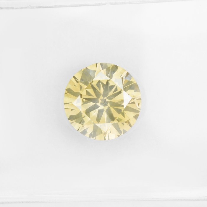 1 pcs Diamant  (Natur)  - 097 ct - Rund - SI2 - International Gemological Institute (IGI) - fancy lys brunlig gul