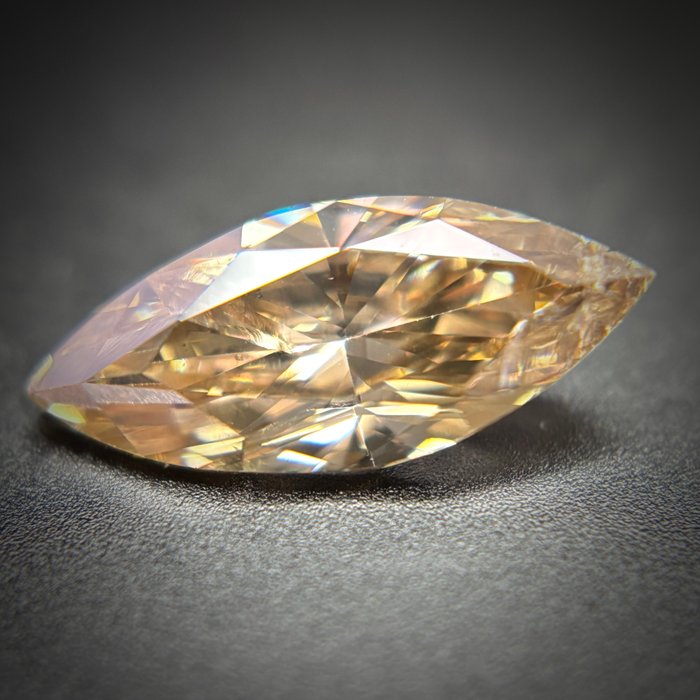 1 pcs Diamant  (Naturfarvet)  - 1.00 ct - Marquise - Fancy Brun Gul - I1 - Antwerp Laboratory for Gemstone Testing (ALGT)