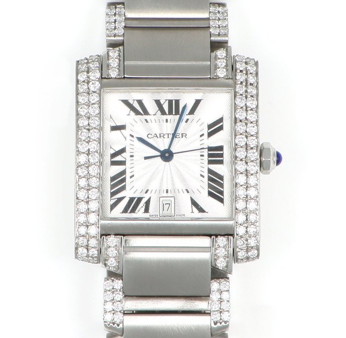 Cartier - Tank Française - Ingen mindstepris - 2302 - Customized Diamonds - Unisex - 1990-1999