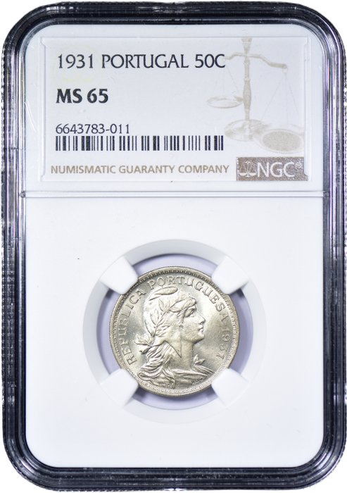 Portugal. Republic. 50 centavos 1931 - NGC - MS 65 - Rara