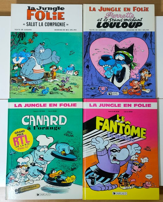 La Jungle en folie T2 + T5 + T17 + T18 + 4x dédicace - 4x C - 4 Album - Første udgave - 1974/1987