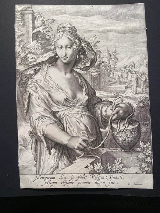 Hendrick Goltzius , Matham Jacob (XVI) - Rebecca moglie di Isacco al pozzo